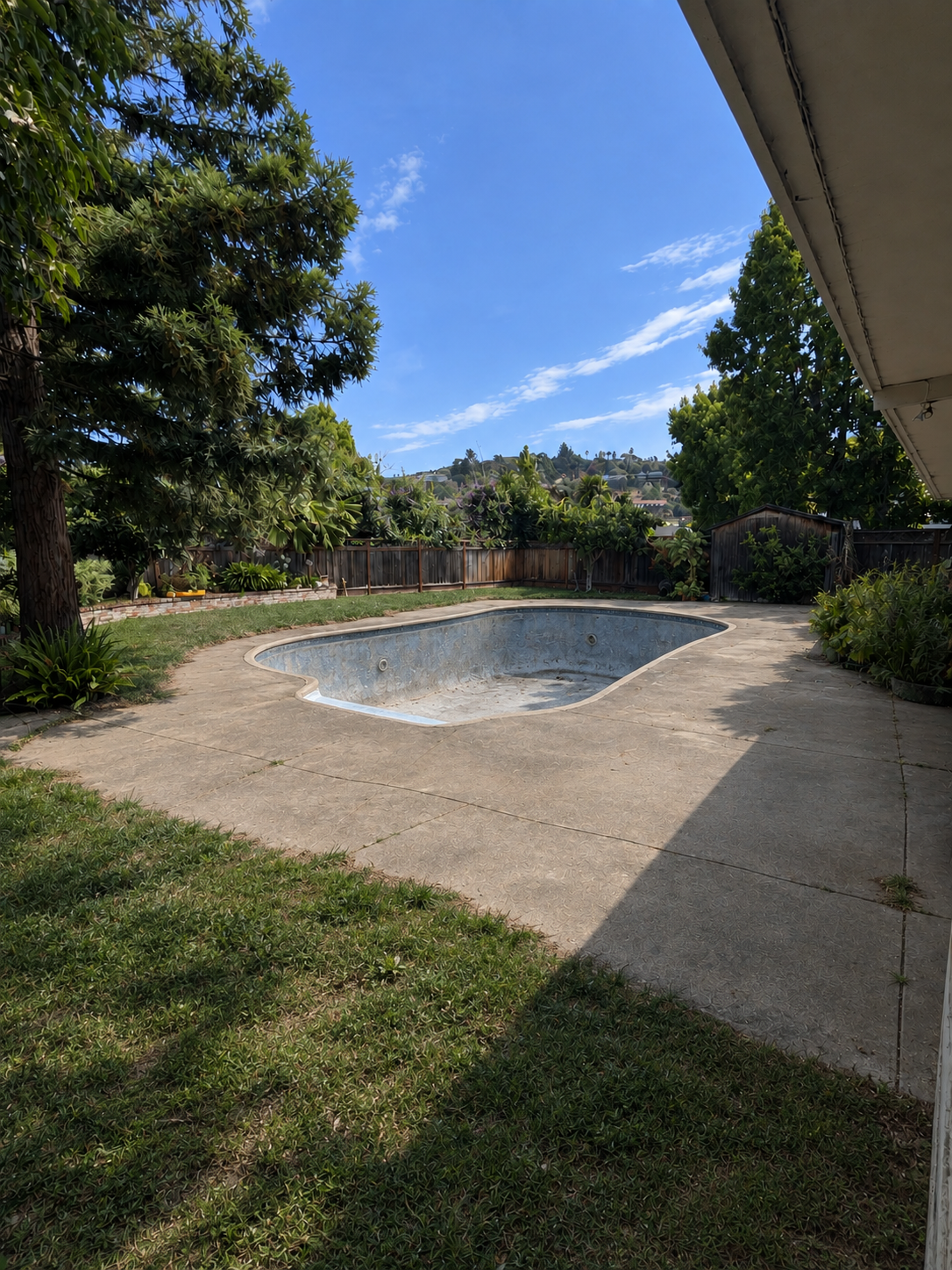 Backyard gunite pool before removal