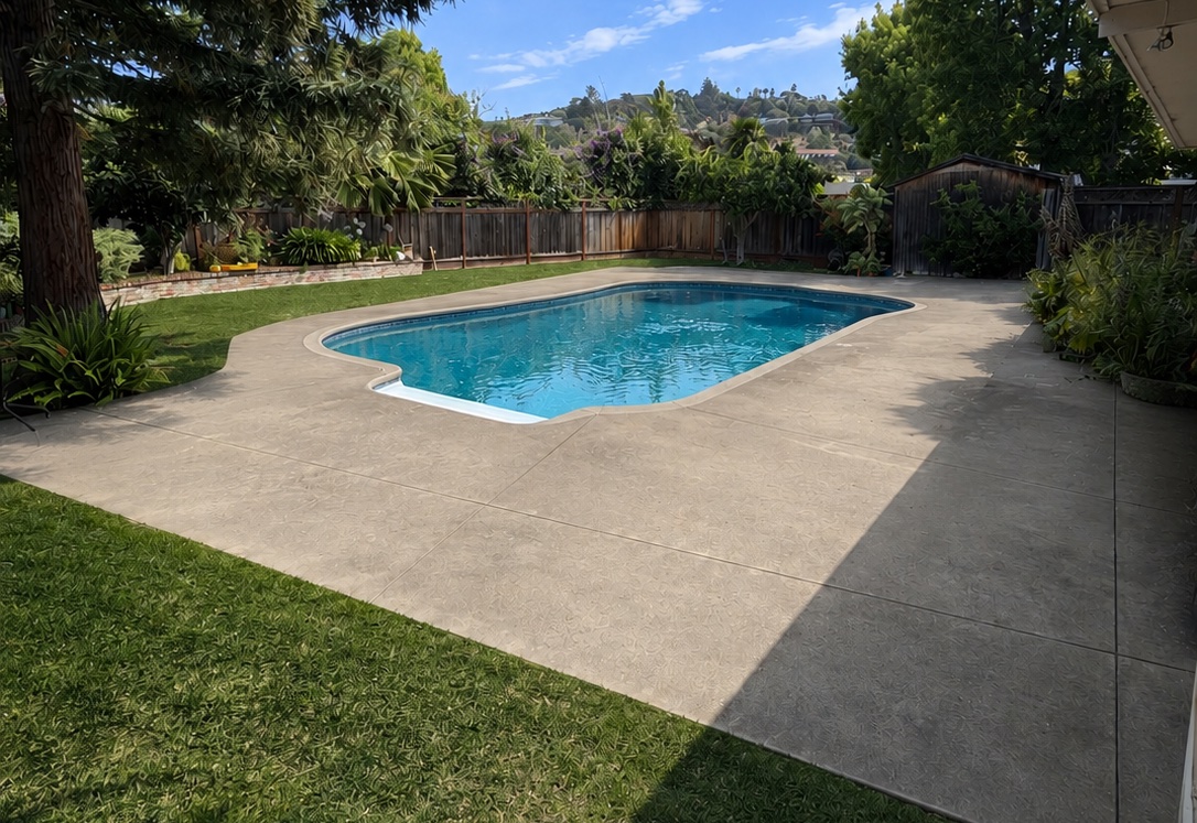 Backyard swimming pool before removal
